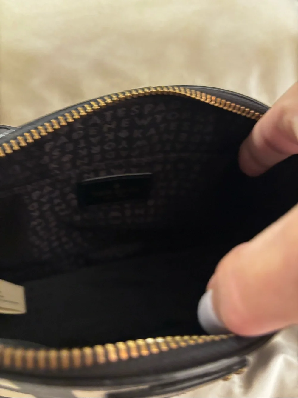 kate spade Black and White Gingham-Style Crossbody Bag